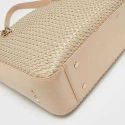 Pre Owned Bvlgari Beige/Silver Woven Leather Monte Plisse Shopper Tote
