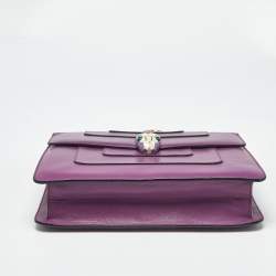 Pre Owned Bvlgari Purple Leather Serpenti Forever Chain Shoulder Bag