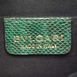 Pre Owned Bvlgari Green/Black Karung Leather Small Serpenti Forever Shoulder Bag