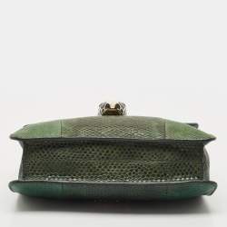 Pre Owned Bvlgari Green/Black Karung Leather Small Serpenti Forever Shoulder Bag