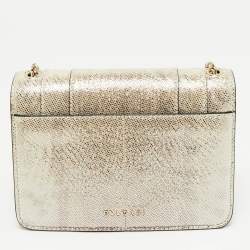 Pre Owned Bvlgari Silver Shimmering Karung Leather Small Serpenti Forever Shoulder Bag