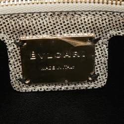 Pre Owned Bvlgari Silver Shimmering Karung Leather Small Serpenti Forever Shoulder Bag