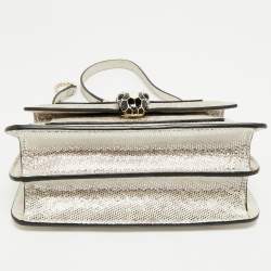 Pre Owned Bvlgari Silver Shimmering Karung Leather Small Serpenti Forever Shoulder Bag