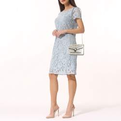 Pre Owned Bvlgari Silver Shimmering Karung Leather Small Serpenti Forever Shoulder Bag