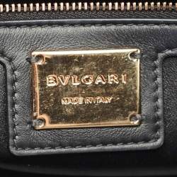 مملوكة مسبقًا حقيبة كتف بلغاري سربنتي كابوشون صغيرة جلد مبطن أسود