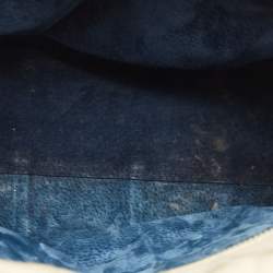 Pre Owned Bvlgari Blue/Off White Logomania Canvas and Stingray Bangle Tote