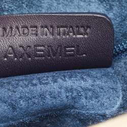 Pre Owned Bvlgari Blue/Off White Logomania Canvas and Stingray Bangle Tote