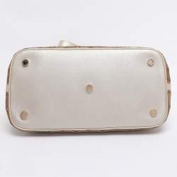 Pre Owned Bvlgari Beige/Brown Leather Isabella Rossellini Top Handle Bag