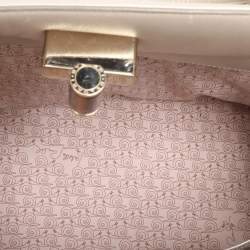 Pre Owned Bvlgari Beige/Brown Leather Isabella Rossellini Top Handle Bag
