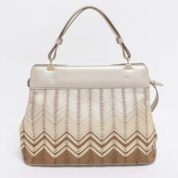 Pre Owned Bvlgari Beige/Brown Leather Isabella Rossellini Top Handle Bag