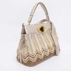 Pre Owned Bvlgari Beige/Brown Leather Isabella Rossellini Top Handle Bag