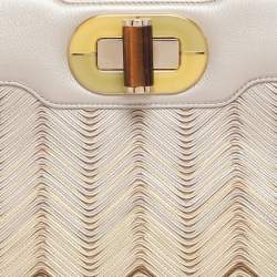 Pre Owned Bvlgari Beige/Brown Leather Isabella Rossellini Top Handle Bag