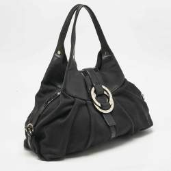 Pre Owned Bvlgari Black Canvas and Leather Chandra Hobo