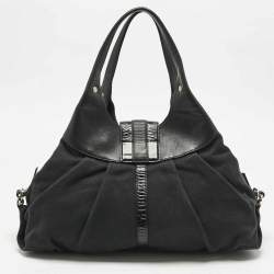 Pre Owned Bvlgari Black Canvas and Leather Chandra Hobo