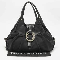 Pre Owned Bvlgari Black Canvas and Leather Chandra Hobo