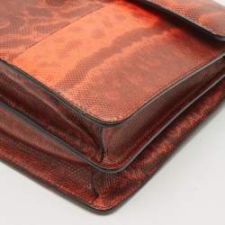 مملوكة مسبقًا Bvlgari Orange Karung Leather Medium Serpenti Forever Shoulder Bag