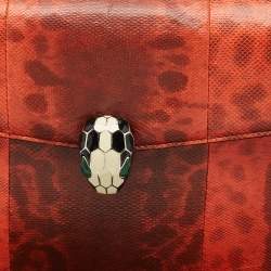 مملوكة مسبقًا Bvlgari Orange Karung Leather Medium Serpenti Forever Shoulder Bag