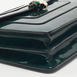 Pre Owned Bvlgari Green Patent Leather Medium Serpenti Forever Shoulder Bag