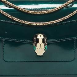 Pre Owned Bvlgari Green Patent Leather Medium Serpenti Forever Shoulder Bag