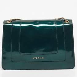 Pre Owned Bvlgari Green Patent Leather Medium Serpenti Forever Shoulder Bag