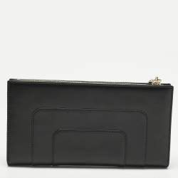 Pre Owned Bvlgari Black Leather Serpenti Forever Bifold Long Wallet