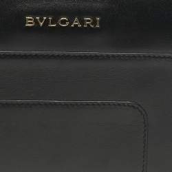Pre Owned Bvlgari Black Leather Serpenti Forever Bifold Long Wallet