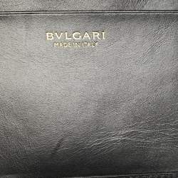 Pre Owned Bvlgari Black Leather Serpenti Forever Bifold Long Wallet