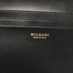Pre Owned Bvlgari Black Leather Serpenti Forever Bifold Long Wallet