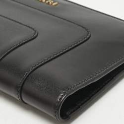 Pre Owned Bvlgari Black Leather Serpenti Forever Bifold Long Wallet