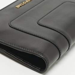 Pre Owned Bvlgari Black Leather Serpenti Forever Bifold Long Wallet