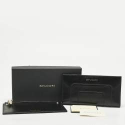 Pre Owned Bvlgari Black Leather Serpenti Forever Bifold Long Wallet