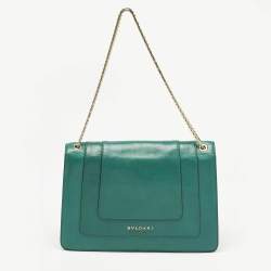 Pre Owned Bvlgari Green Leather Medium Serpenti Forever Shoulder Bag