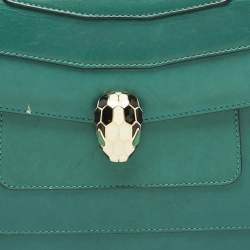 Pre Owned Bvlgari Green Leather Medium Serpenti Forever Shoulder Bag