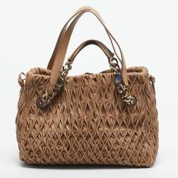 Pre Owned Bvlgari Beige Matelasse Leather Monete Tote