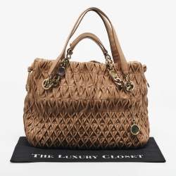 Pre Owned Bvlgari Beige Matelasse Leather Monete Tote