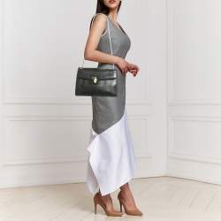 Pre Owned Bvlgari Black Leather Medium Serpenti Forever Shoulder Bag