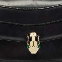 Pre Owned Bvlgari Black Leather Medium Serpenti Forever Shoulder Bag