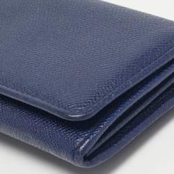 Pre Owned Bvlgari Navy Blue Leather Bvlgari Bvlgari Clip Continental Wallet
