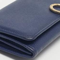 Pre Owned Bvlgari Navy Blue Leather Bvlgari Bvlgari Clip Continental Wallet