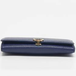 Pre Owned Bvlgari Navy Blue Leather Bvlgari Bvlgari Clip Continental Wallet