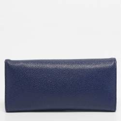 Pre Owned Bvlgari Navy Blue Leather Bvlgari Bvlgari Clip Continental Wallet