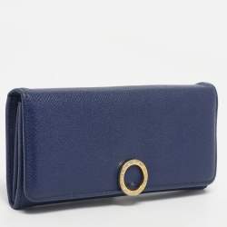 Pre Owned Bvlgari Navy Blue Leather Bvlgari Bvlgari Clip Continental Wallet