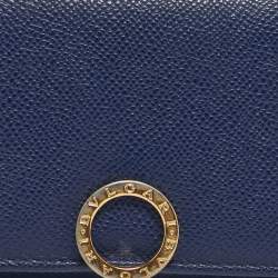 Pre Owned Bvlgari Navy Blue Leather Bvlgari Bvlgari Clip Continental Wallet