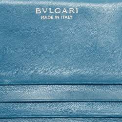 Pre Owned Bvlgari Navy Blue Leather Bvlgari Bvlgari Clip Continental Wallet