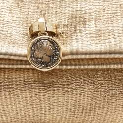 Pre Owned Bvlgari Gold Metallic Leather Monete Coin Flap Clutch