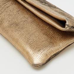 Pre Owned Bvlgari Gold Metallic Leather Monete Coin Flap Clutch