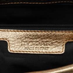 Pre Owned Bvlgari Gold Metallic Leather Monete Coin Flap Clutch