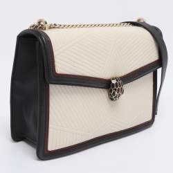 Pre Owned Bvlgari Tricolor Leather Serpenti Diamond Blast Shoulder Bag