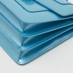 Pre Owned حقيبة بولغاري يد علوية سيربينتي فوريفر صغيرة جلد لامع أزرق