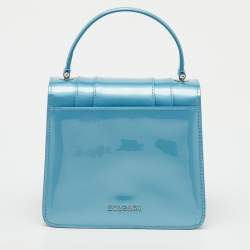 Pre Owned حقيبة بولغاري يد علوية سيربينتي فوريفر صغيرة جلد لامع أزرق